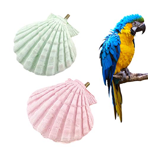 POPETPOP Parrot Perch Stand - 2PCs Shell Shape Totoro Squirrel Hamster Calcium Teeth Mouth Molar Grinding Stone Parrot Beak Stone Stand Platform