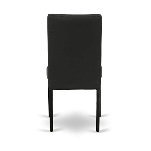 EAST WEST FURNITURE 5Pc Rounded 42 Inch Dining Table And Four Parson Chair With Black Finish Leg And Linen Fabric- Black Color