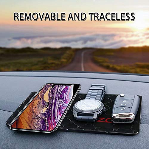 ZC GEL Sticky Dash Pad (4 Pack), Removable and Traceless Car Dashboard Mat with Heat Resistant, Sticky Non-Slip Dashboard Gel Pad for Cell Phone, Sunglasses, Keys, Coins and More (Size: 5.9" x 3.5")