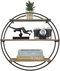 ritesune round circle wall shelves, 3 tier hanging floating display shelf decor for bedroom living room office, 20"x7.5"
