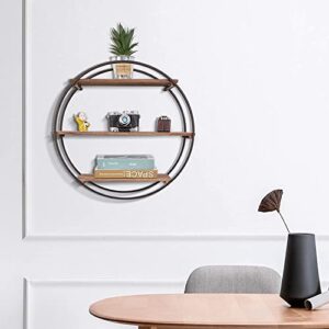 RiteSune Round Circle Wall Shelves, 3 Tier Hanging Floating Display Shelf Decor for Bedroom Living Room Office, 20"X7.5"