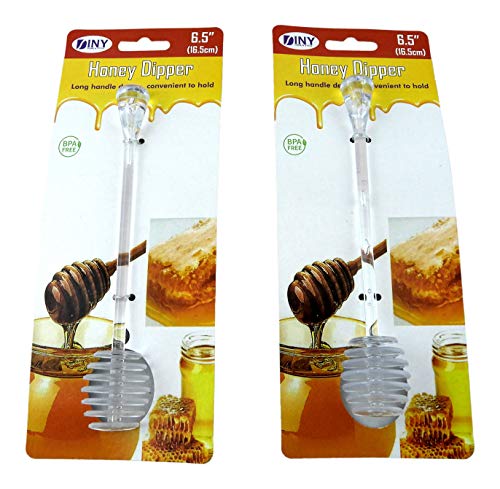 2 Pack BPA Free Honey and Syrup Dipper Stick Server Honey Spoon