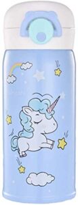 unicorn water bottles for girls thermoses stainless steel water bottle vacuum insulated water flask gift for girls (blue)