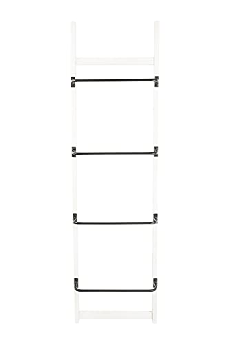 Creative Co-Op Wood Rack with 4 Metal Bars Wall Shelves, Cream