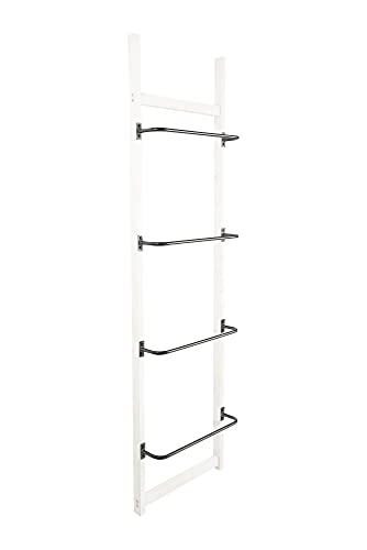 Creative Co-Op Wood Rack with 4 Metal Bars Wall Shelves, Cream