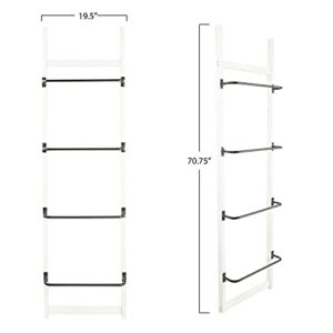 Creative Co-Op Wood Rack with 4 Metal Bars Wall Shelves, Cream