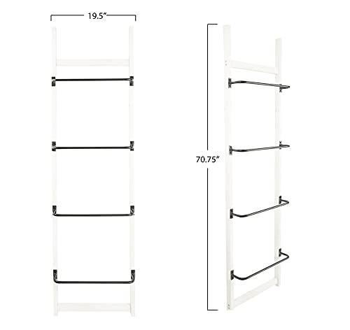 Creative Co-Op Wood Rack with 4 Metal Bars Wall Shelves, Cream