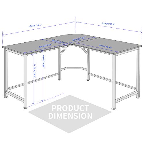 TOPSKY L-Shaped Desk Corner Computer Desk 59" x 59" with 24" Deep Workstation Bevel Edge Design (Walnut)