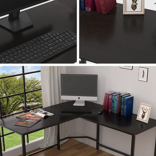 TOPSKY L-Shaped Desk Corner Computer Desk 59" x 59" with 24" Deep Workstation Bevel Edge Design (Walnut)