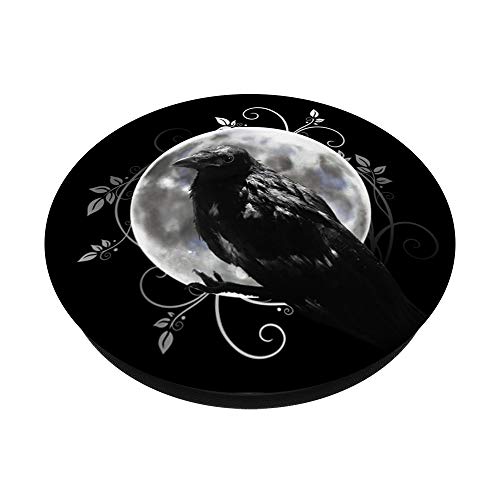 Black Raven with Moon. Occult Halloween Design. Gift Idea. PopSockets PopGrip: Swappable Grip for Phones & Tablets