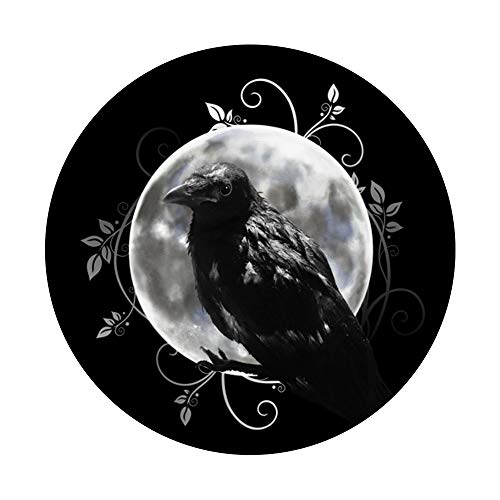 Black Raven with Moon. Occult Halloween Design. Gift Idea. PopSockets PopGrip: Swappable Grip for Phones & Tablets