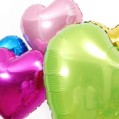 AnnoDeel 15pcs Heart Foil Balloon, 18inch Blue Gold Green Heart shap Mylar balloons for Romantic Love Wedding Birthay Party Decorations