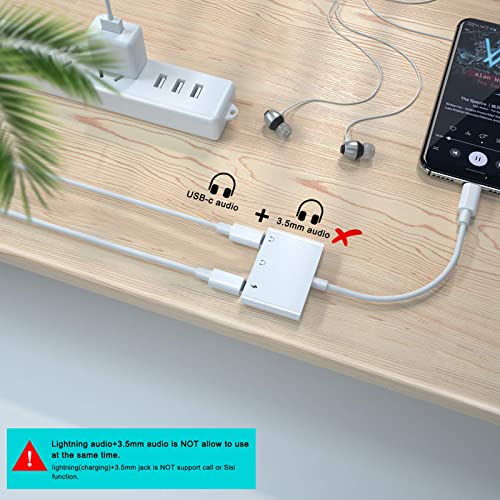 USB C to 3.5mm Headphone Audio Adapter,3 in 1 USB C Headphone Splitter Compatible with Samsung Galaxy S22 S21 S20 S10 S9 Plus/Ultra, Note 10, iPad Pro, MacBook, Pixel (White)