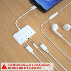 USB C to 3.5mm Headphone Audio Adapter,3 in 1 USB C Headphone Splitter Compatible with Samsung Galaxy S22 S21 S20 S10 S9 Plus/Ultra, Note 10, iPad Pro, MacBook, Pixel (White)