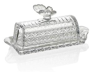 bezrat glass butter dish | premium butter dish with lid and easy grip handle | easy to use and 100% food safe - dishwasher safe | butterfly addition