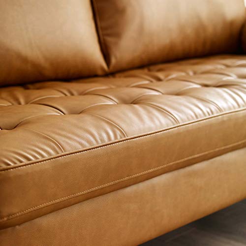 Modway Valour Vegan Leather Tufted Sofa, Tan