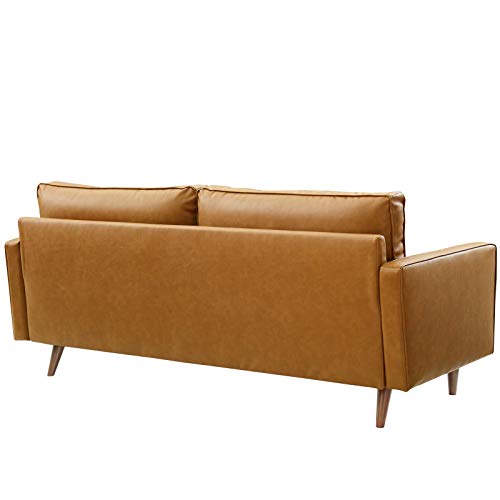 Modway Valour Vegan Leather Tufted Sofa, Tan