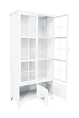 Creative Co-Op Metal Shelves & 4 Doors Cabinets and Shelf Units, White