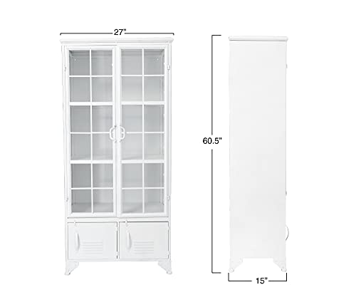 Creative Co-Op Metal Shelves & 4 Doors Cabinets and Shelf Units, White