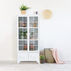 Creative Co-Op Metal Shelves & 4 Doors Cabinets and Shelf Units, White