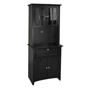 os home and office framed glass doors and drawer in black kitchen buffet with hutch