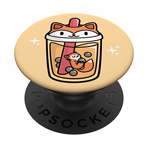 Boba Tea Bubble Tea - Cute Kawaii Fox PopSockets PopGrip: Swappable Grip for Phones & Tablets