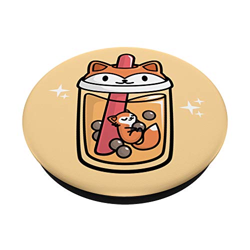 Boba Tea Bubble Tea - Cute Kawaii Fox PopSockets PopGrip: Swappable Grip for Phones & Tablets