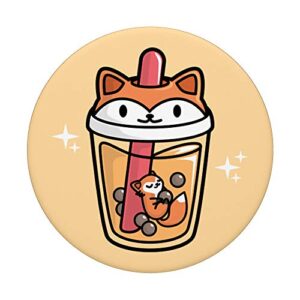 Boba Tea Bubble Tea - Cute Kawaii Fox PopSockets PopGrip: Swappable Grip for Phones & Tablets