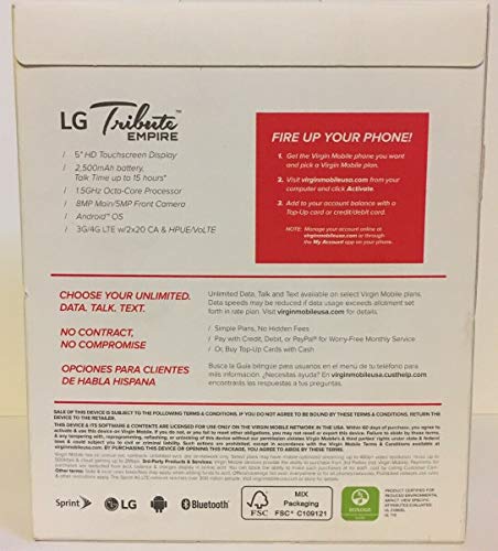 Virgin Mobile LG Tribute Empire 16GB Prepaid Smartphone, Silver