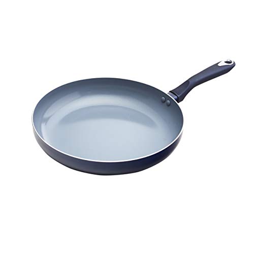 IMUSA USA Blue Ceramic Fry Pan with Soft Touch Handle, 12 Inch, 12"