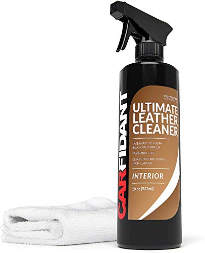 Carfidant Ultimate Leather Cleaner - Full Leather & Vinyl Cleaning Kit with Microfiber Towel for Leather & Vinyl Seats, Automotive Interiors, Car Dashboards, Sofas & Purses! - 18oz Kit