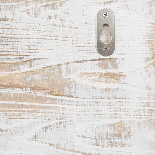 MyGift Wall Mounted White Washed Solid Wood Entryway Coat Hanger and Key Holder Organizer Rack with 16 Hooks, Farmhouse Style Wall Hanging Laynard, Leash, Personal Mask Storage Hooks
