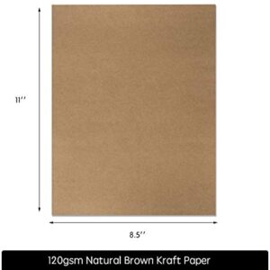 120 Pack Kraft Paper - Brown Stationery Paper- Brown Craft Paper For Arts and Craft, Drawing, D.I.Y. Projects - Letter Size Kraft Paper - Laser & Inkjet Printer Compatible - 8.5 x 11 Inches