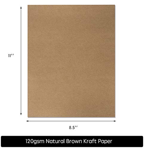 120 Pack Kraft Paper - Brown Stationery Paper- Brown Craft Paper For Arts and Craft, Drawing, D.I.Y. Projects - Letter Size Kraft Paper - Laser & Inkjet Printer Compatible - 8.5 x 11 Inches