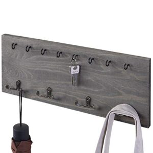 mygift wall mounted vintage grey wood key holder organizer and coat rack with 8 key hooks and 4 dual-hooks