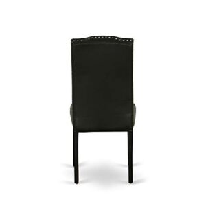 EAST WEST FURNITURE 7Pc Rectangular 42/60 inch Dinette Table With 18 In Leaf And 6 Parson Chair With Black Leg And Pu Leather Color Black.