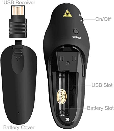 RF 2.4GHz Wireless Presenter Remote Presentation USB Control PowerPoint PPT Clicker PowerPoint Presentation Clicker PPT Remote Control Laser Pointer Slide Advancer Support Mac