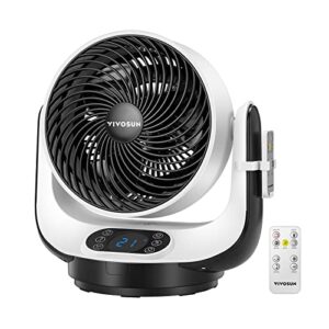 vivosun 13 inch air circulator fan, 45w strong wind floor fan, oscillating table fan, 3 speeds settings, with remote control for home, dorm, office, etl certified