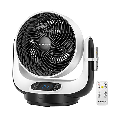 VIVOSUN 13 Inch Air Circulator Fan, 45W Strong Wind Floor Fan, Oscillating Table Fan, 3 Speeds Settings, with Remote Control for Home, Dorm, Office, ETL Certified