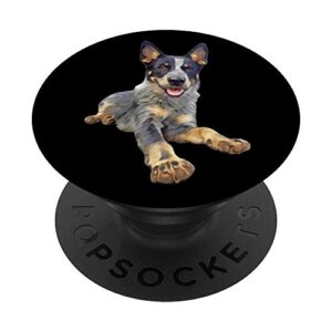 queensland heeler blue laying down popsockets popgrip: swappable grip for phones & tablets
