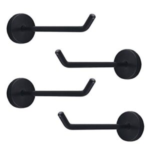 nelxulas classic black stainless steel heavy duty coat hook, durable robe hanger wall mount hook, perfect touch your bathroom, bedroom, closets, wardrobe, kitchen (6", 4 pcs)