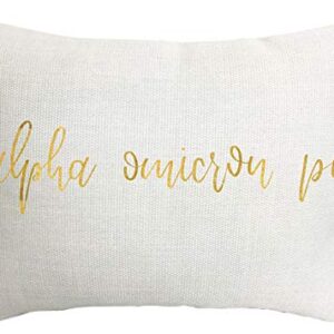 Sorority Shop Alpha Omicron Pi Pillow – Gold Script Design, 12" x 16" Lumbar Pillow Sorority