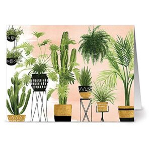 All Occasion Greeting Cards Assortment – 72 Pack - 6 Unique Indoor Oasis Design Series Set – KRAFT ENVELOPES INCLUDED – Blank Greeting Card – Glossy Cover Blank Inside – By Note Card Café