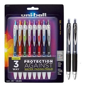 uni-ball 1937262 207 gel pens, 0.7mm medium point, assorted colors, pack of 8 plus 2 bonus, packing may vary