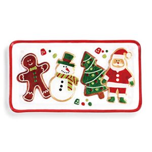 demdaco cookies gingerbread snowman santa rosy red 15 x 8 glass christmas platter