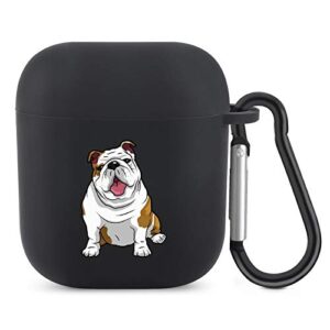 bulldog black soft tpu case frosted protective cover anti fingerprints compatible with airpods 2 & 1