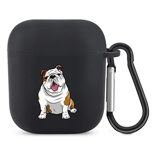 Bulldog Black Soft TPU Case Frosted Protective Cover Anti Fingerprints Compatible with AirPods 2 & 1