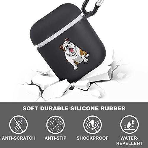 Bulldog Black Soft TPU Case Frosted Protective Cover Anti Fingerprints Compatible with AirPods 2 & 1