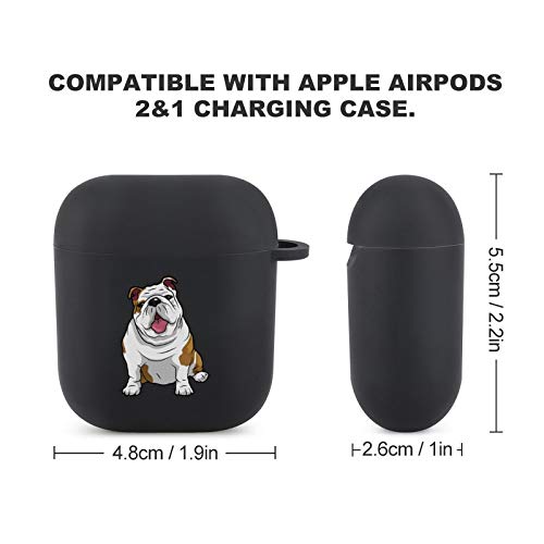 Bulldog Black Soft TPU Case Frosted Protective Cover Anti Fingerprints Compatible with AirPods 2 & 1