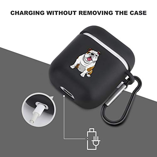 Bulldog Black Soft TPU Case Frosted Protective Cover Anti Fingerprints Compatible with AirPods 2 & 1